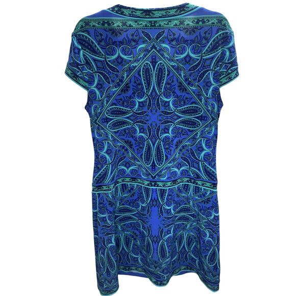 Cache Paisley Geometric Print Stretch Sheath Dress - Large - Picture 3 of 5